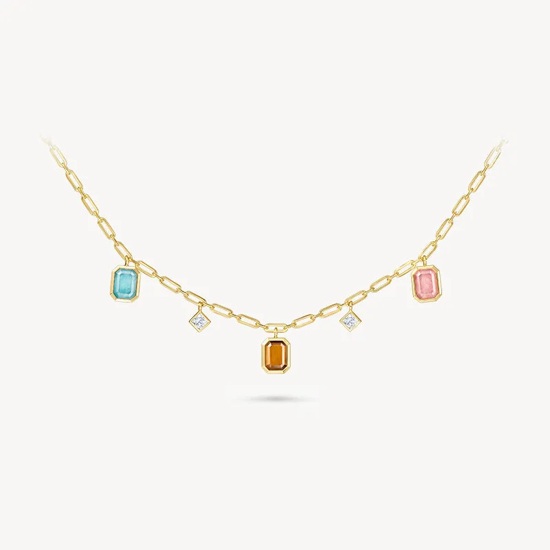 Ms. Lola Tri-Color Gemstone Necklace sold by Lola Rose
