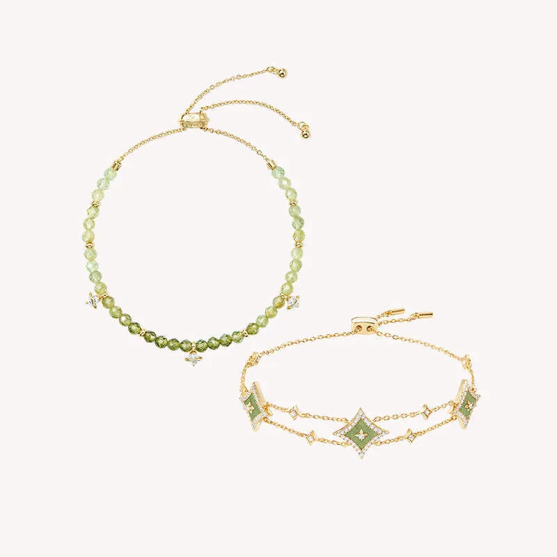 Heliocentric Green Garnet & Starry Aventurine Bracelet Gift Set sold by Lola Rose