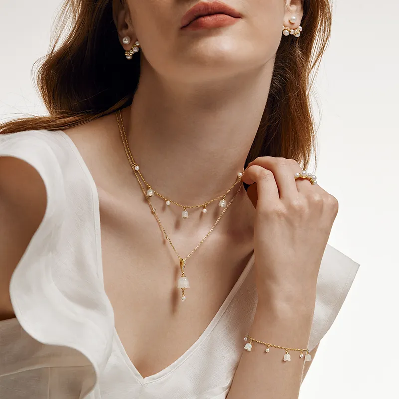 Blossom Lily of the Valley Necklace & Bracelet Gift Set sold by Lola Rose product image thumbnail 3