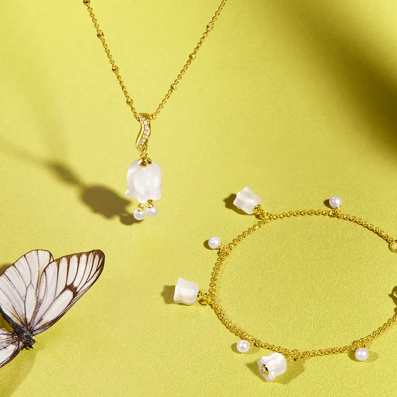 Blossom Lily of the Valley Necklace & Bracelet Gift Set sold by Lola Rose product image thumbnail 2