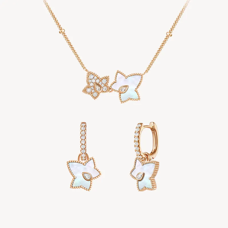 Mother of Pearl Bead Necklace & Drop Earrings Set sold by Lola Rose