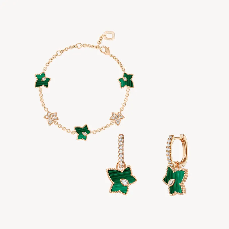 Malachite Bead Bracelet & Drop Earrings Set sold by Lola Rose