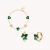 Malachite Bead Bracelet & Huggie Earrings Set sold by Lola Rose