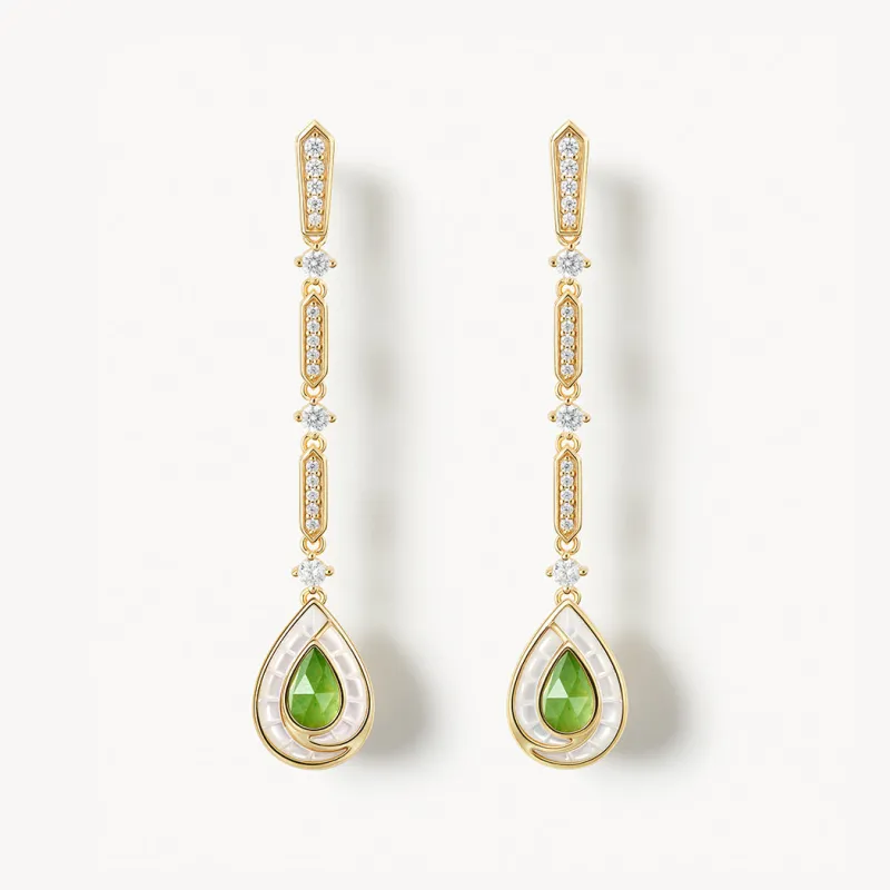 Aventurine Waterdrop Chain Earrings sold by Lola Rose