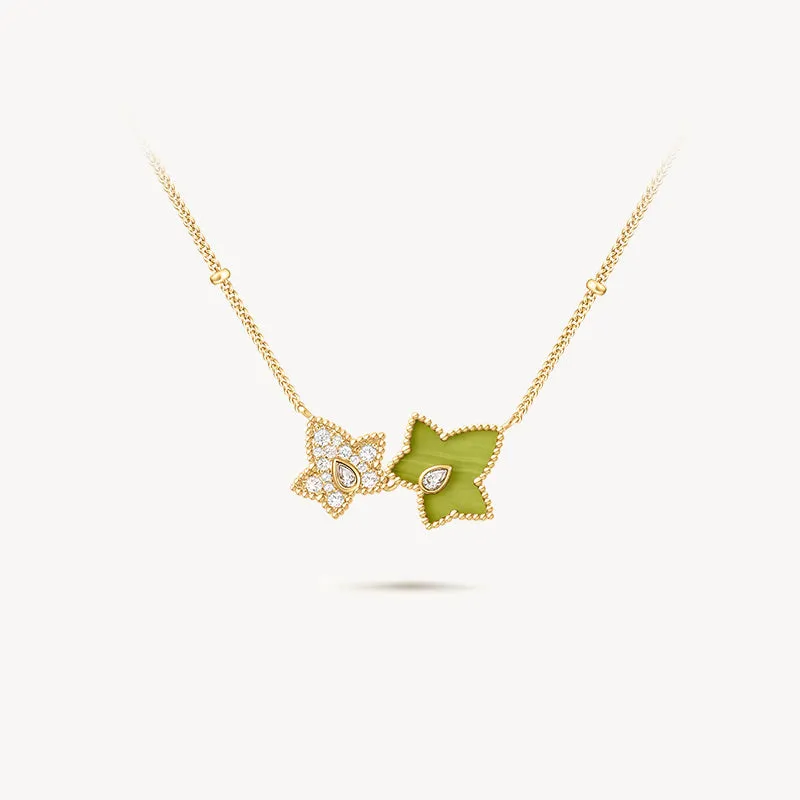 Lola Rose x AHALOLO lvy Collection Green Calcite Necklace, 2-leaf motif sold by Lola Rose