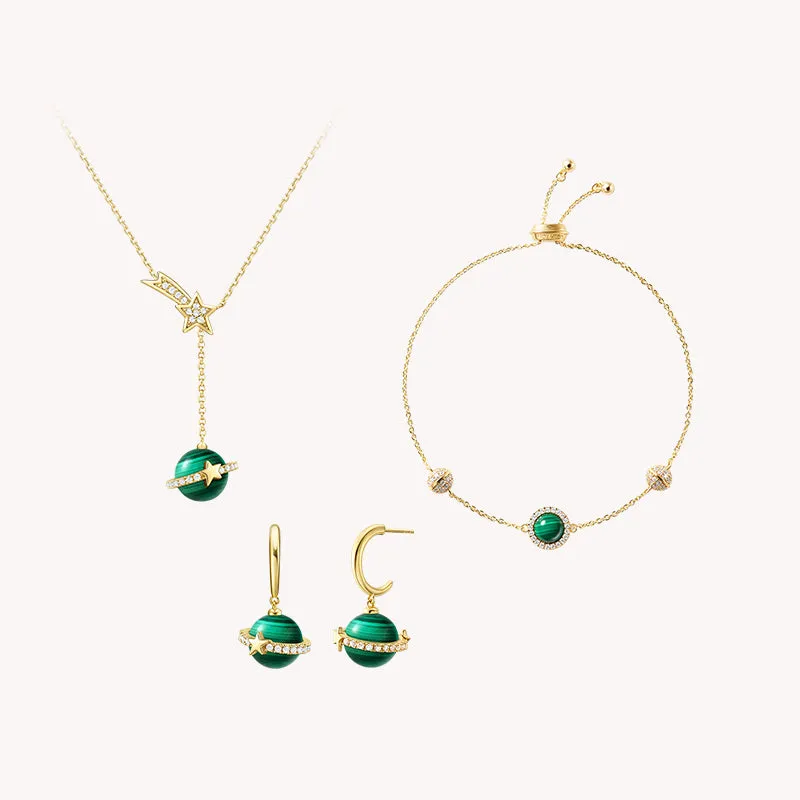 Malachite Necklace & Earrings & Bracelet Gift Set sold by Lola Rose