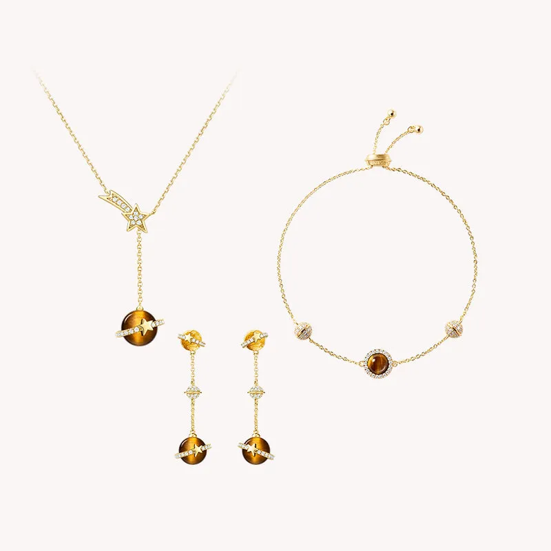 Tiger's Eye Necklace & Earrings & Bracelet Gift Set sold by Lola Rose
