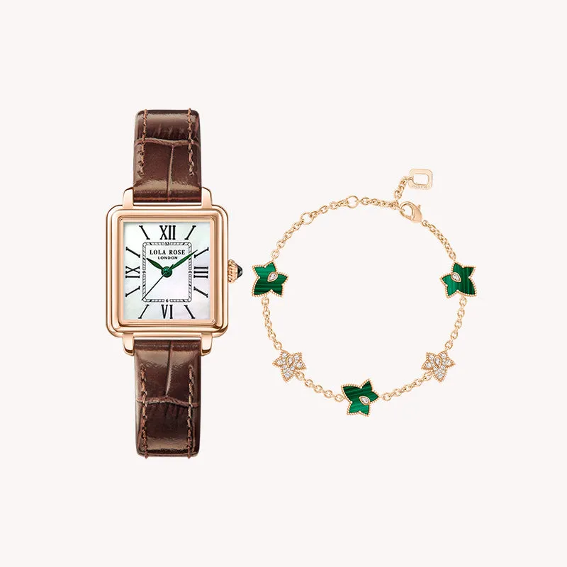 Cube Mother of Pearl Watch & Bracelet Gift Set sold by Lola Rose
