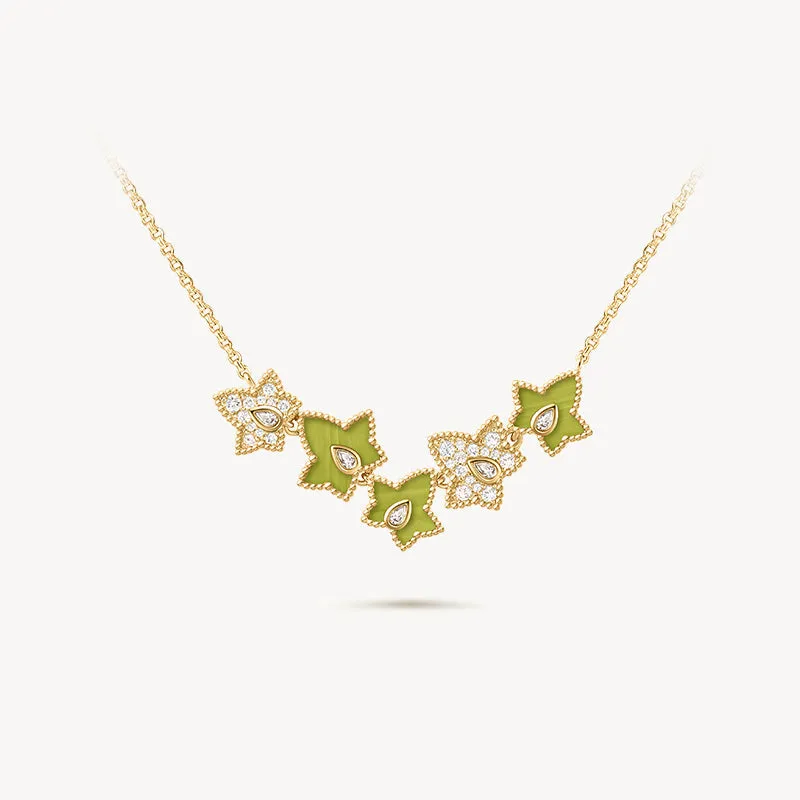 Lola Rose x AHALOLO Ivy Collection Green Calcite Necklace, 5-leaf motif sold by Lola Rose