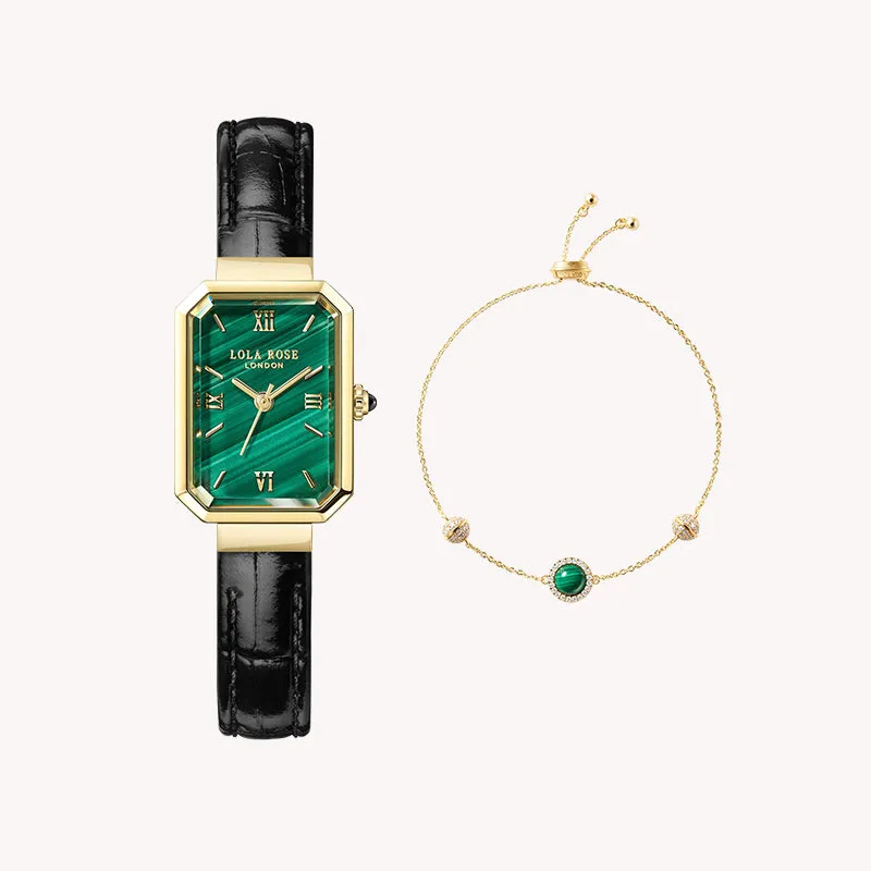 Ms. Lola Malachite Watch & Bracelet Gift Set sold by Lola Rose