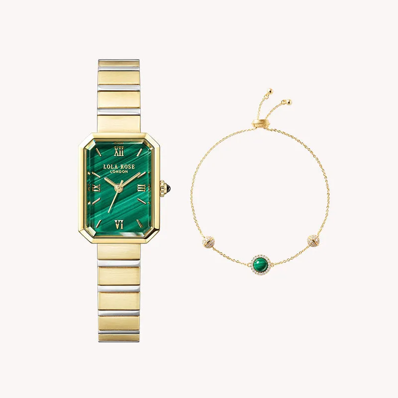 Ms. Lola Malachite Watch & Bracelet Gift Set sold by Lola Rose