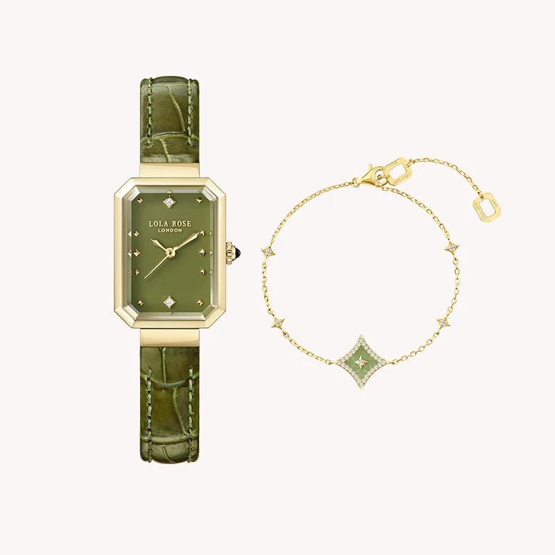 Ms. Lola Green Onyx Watch & Aventurine Starlight Bracelet Gift Set sold by Lola Rose