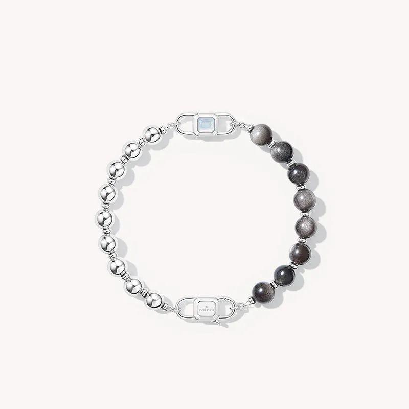 Urban Black Obsidian & Mother-of-Pearl with Crystal Bead Bracelet sold by Lola Rose