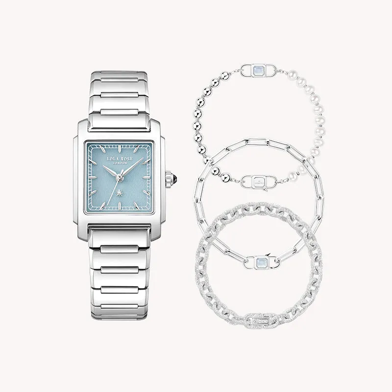 Urban Blue Quartzite Jade Watch & Bracelet Gift Set (3-Piece) sold by Lola Rose