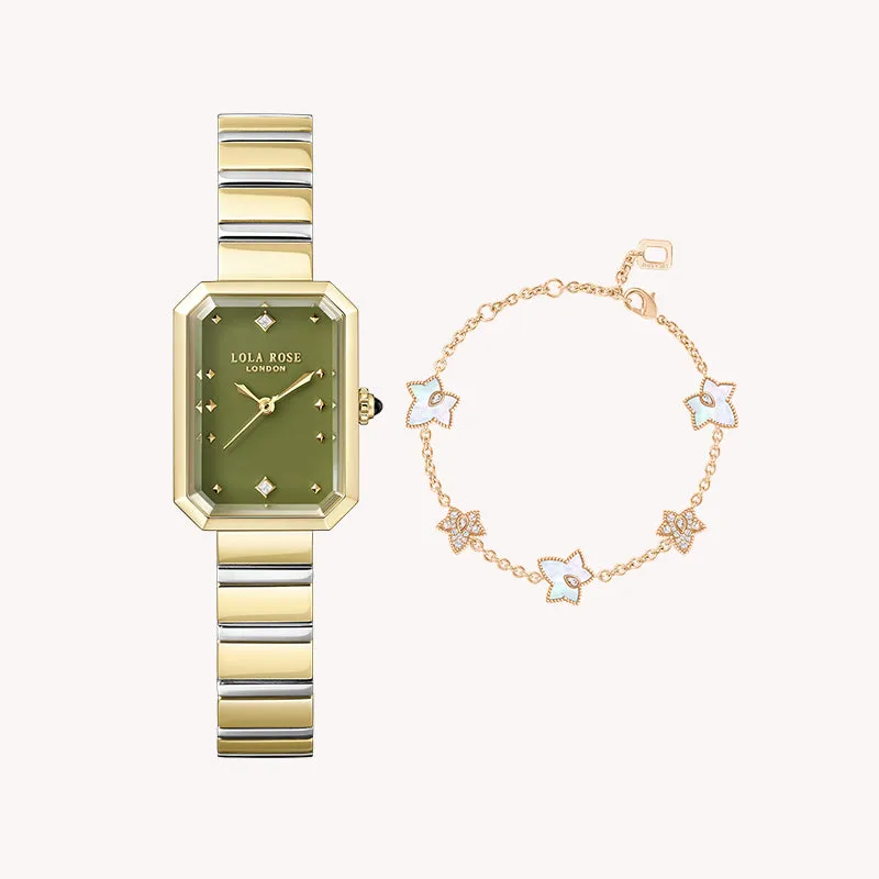 Ms. Lola Green Onyx Watch & Mother of Pearl Bracelet Gift Set sold by Lola Rose