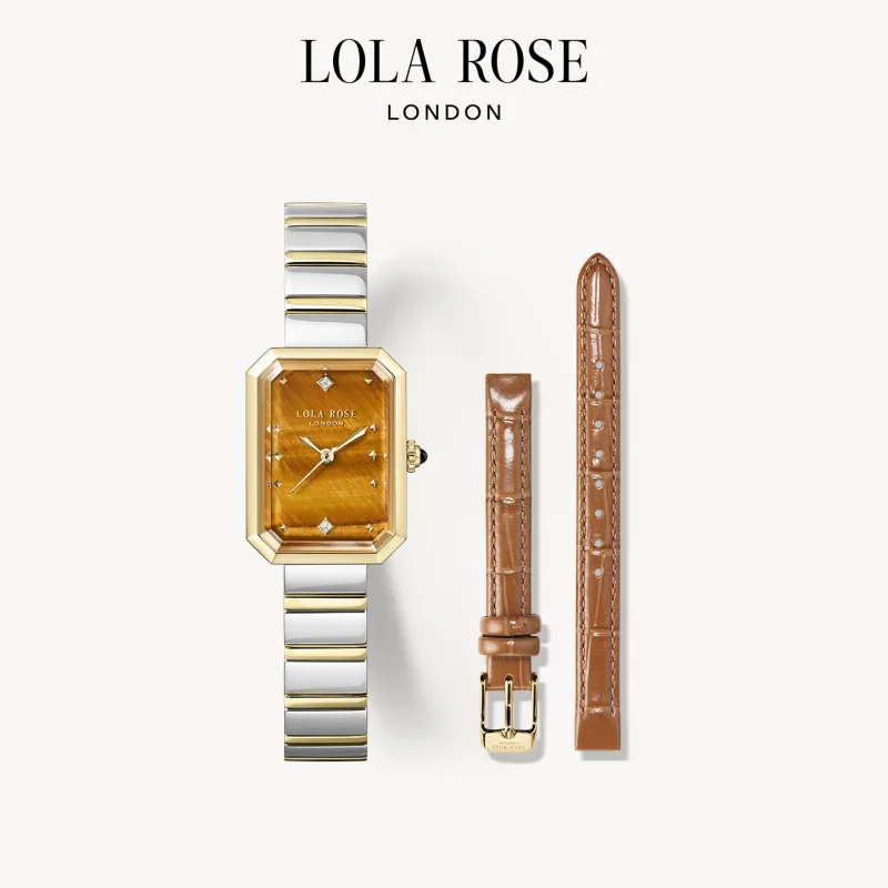 Ms. Lola Tiger’s Eye Watch with Two Strap Set sold by Lola Rose