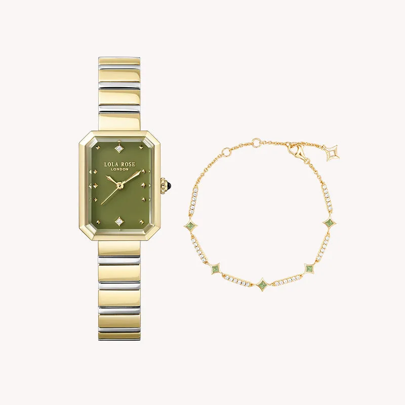 Ms. Lola Green Onyx Watch & Aventurine Cubic Bracelet Gift Set sold by Lola Rose