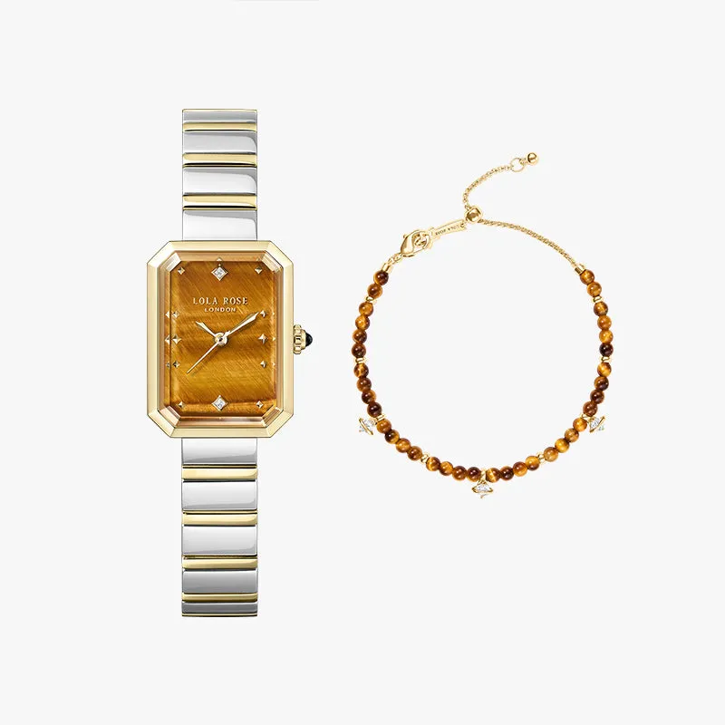 Ms. Lola Tiger’s Eye Watch & Heliocentric Bracelet Gift Set sold by Lola Rose