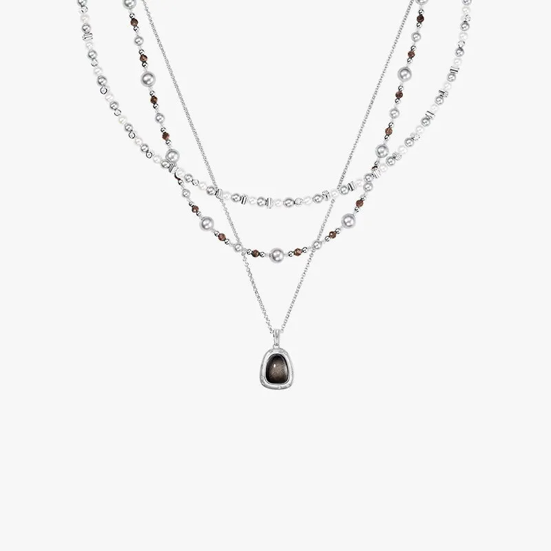 New Silver-Sand Obsidian Necklace Gift Set sold by Lola Rose