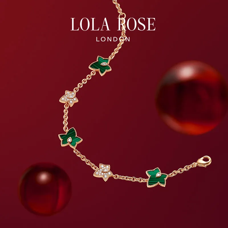 Malachite Bracelet, 5-leaf motif in Special Limited Edition Box sold by Lola Rose