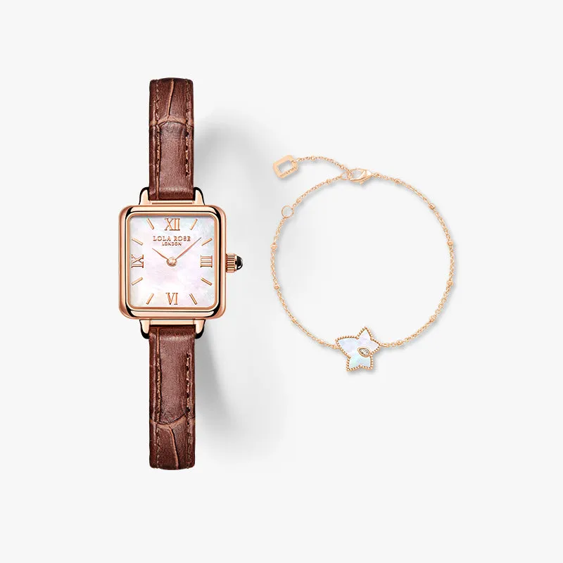 Mother of Pearl Watch & Bead Bracelet Gift Set sold by Lola Rose