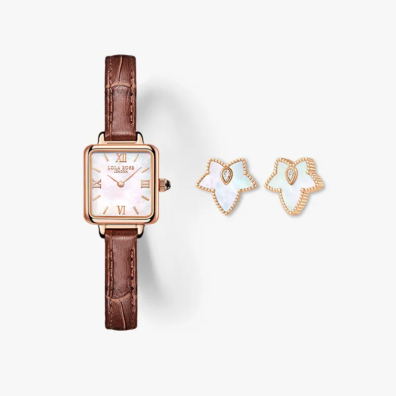 Mother of Pearl Watch & Bead Earrings Gift Set sold by Lola Rose