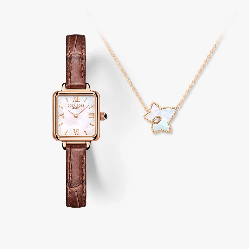 Mother of Pearl Watch & Bead Necklace Gift Set sold by Lola Rose