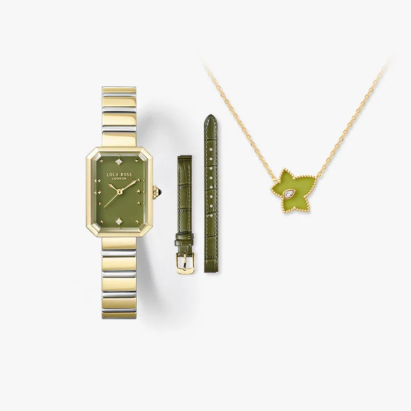 New Ms. Lola Green Onyx Watch with Two Strap Set & Ivy Bead Necklace Gift Set sold by Lola Rose