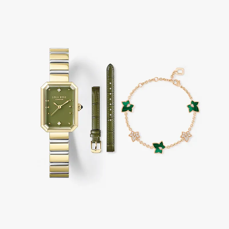 New Ms. Lola Green Onyx Watch With Two Strap Set & Malachite Bracelet Gift Set sold by Lola Rose
