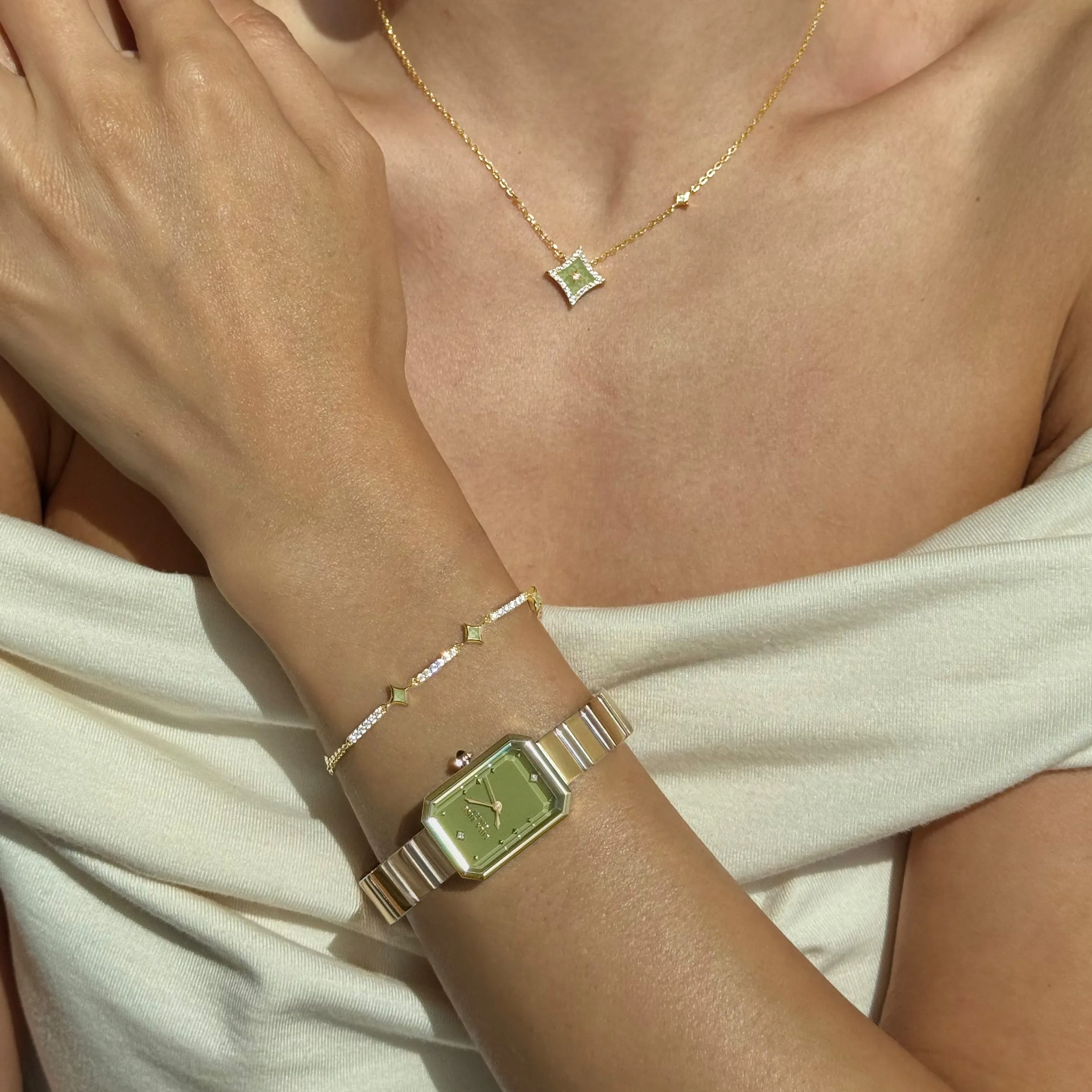 New Ms. Lola Green Onyx Watch With Two Strap Set & Aventurine Cubic Bracelet Gift Set sold by Lola Rose product image thumbnail 2