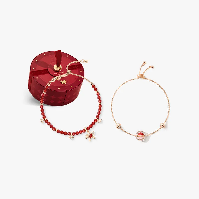 Heliocentric Carnelian & Pink Opal Bracelet Set in Special Limited Edition Box sold by Lola Rose