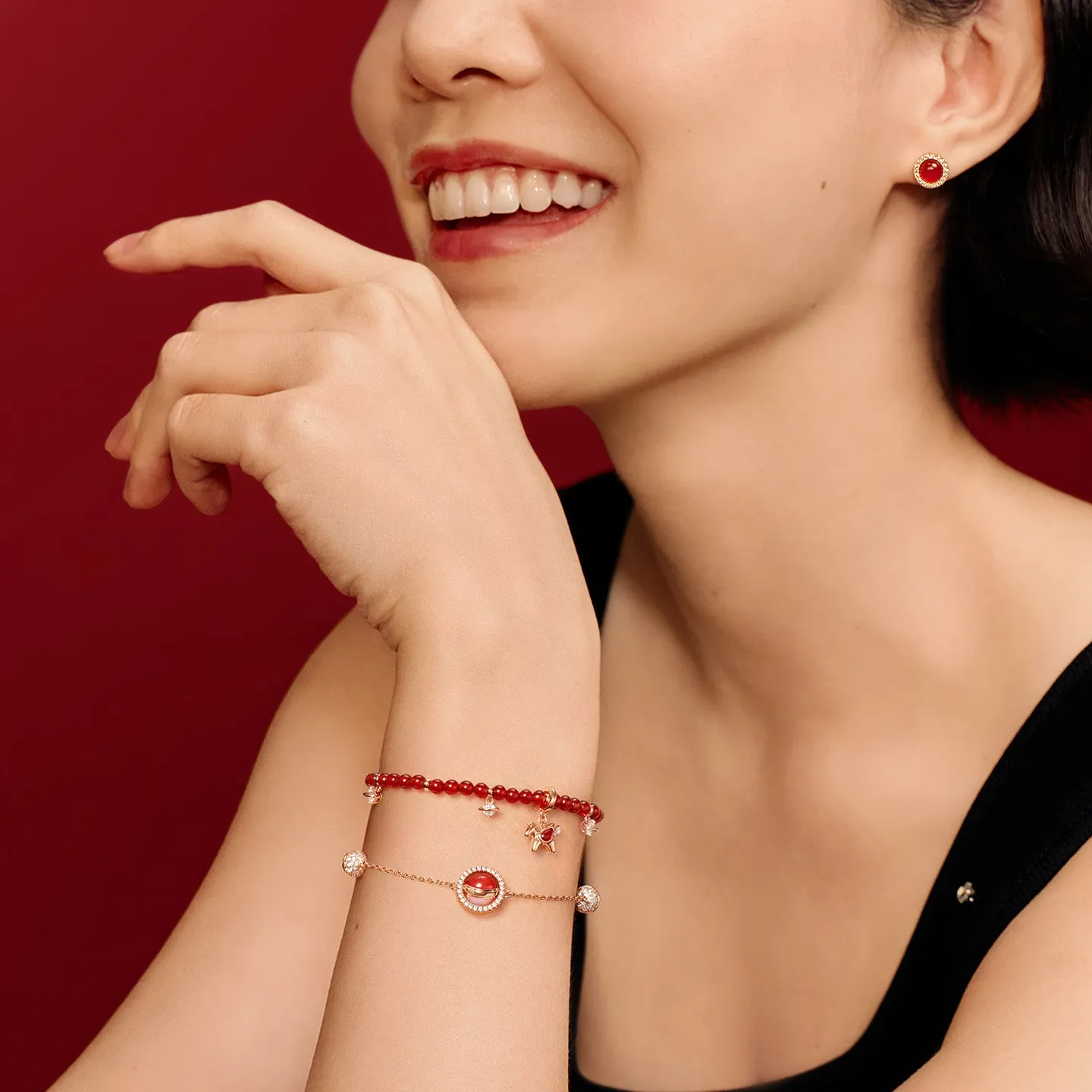 Heliocentric Carnelian & Pink Opal Bracelet Set in Special Limited Edition Box sold by Lola Rose product image thumbnail 4