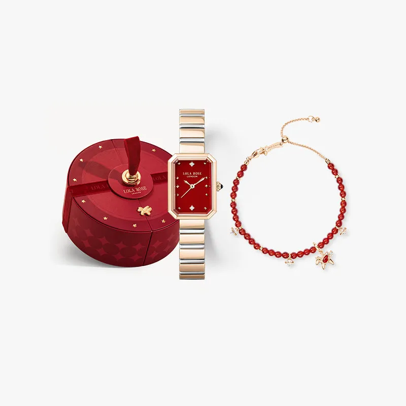 Ms. Lola Red Carnelian Watch & Heliocentric Carnelian Bracelet Set in Special Limited Edition Box sold by Lola Rose