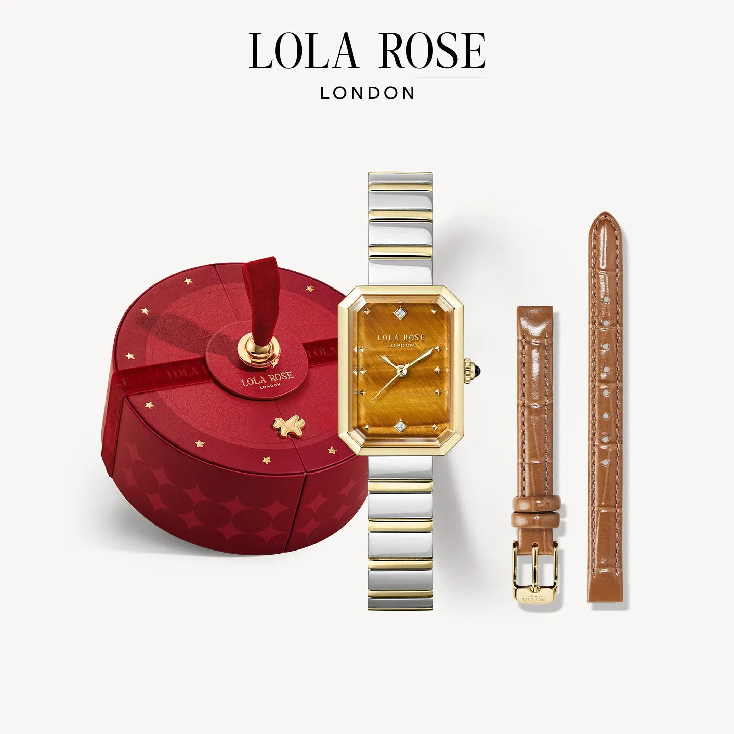 Ms. Lola Tiger’s Eye Watch with Two Strap Set in Special Limited Edition Box sold by Lola Rose