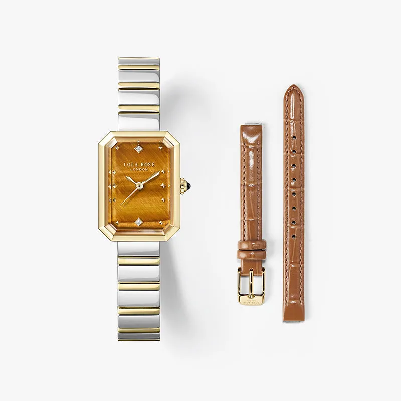 Ms. Lola Tiger’s Eye Watch with Two Strap Set in Special Limited Edition Box sold by Lola Rose product image thumbnail 2
