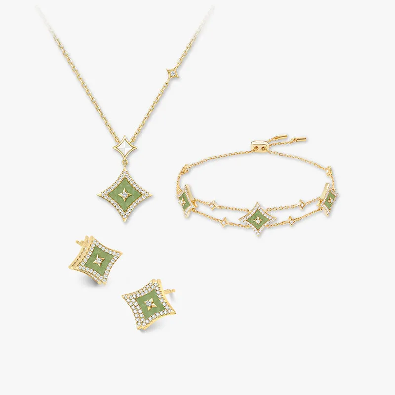 Aventurine Necklace & Earrings & Bracelet Gift Set sold by Lola Rose