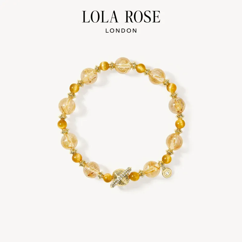 Heliocentric Tiger Eye Stone & Golden Rutilated Quartz Bracelet sold by Lola Rose