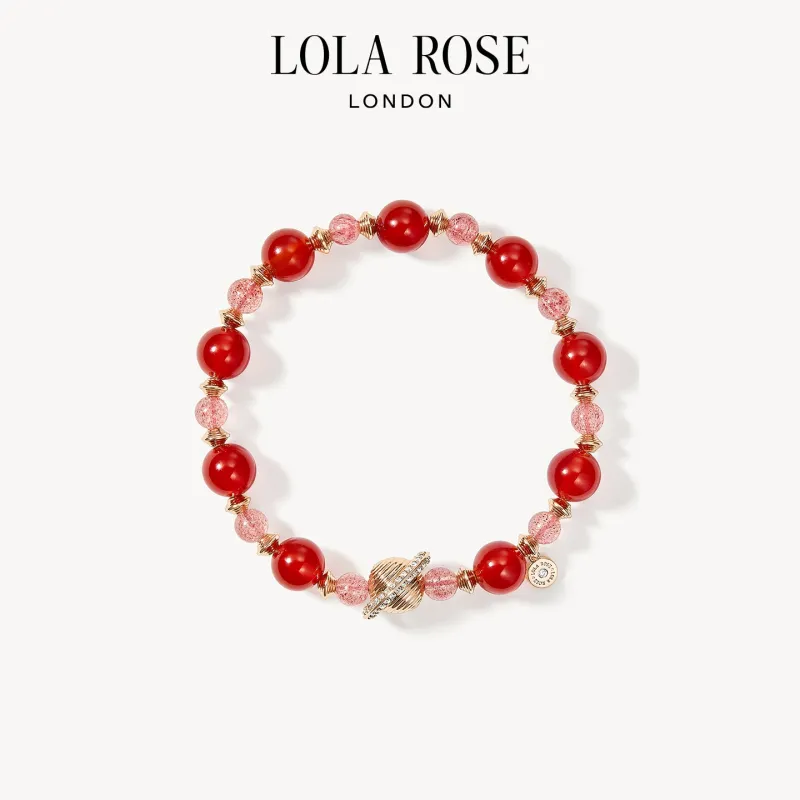 Heliocentric Red Carnelian & Strawberry Quartz Bracelet sold by Lola Rose