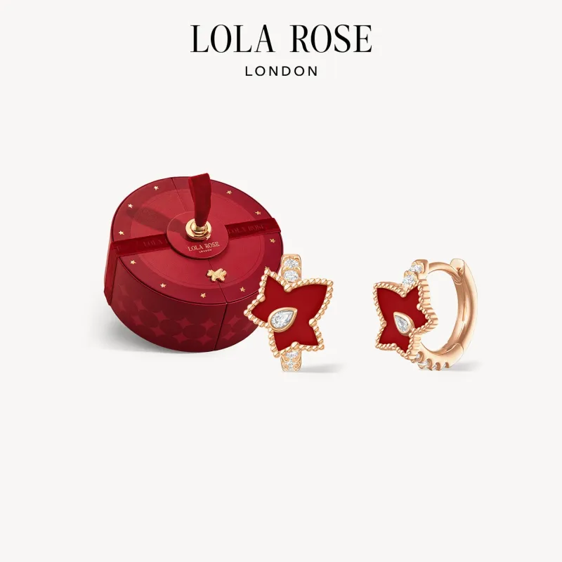 Red Carnelian Bead Huggie Earrings in Special Limited Edition Box sold by Lola Rose