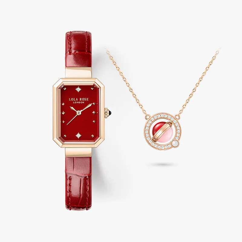 Ms. Lola Red Carnelian Watch & Necklace Gift Set sold by Lola Rose