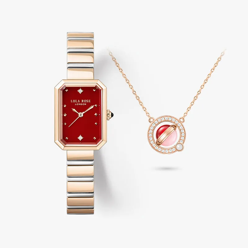 Ms. Lola Red Carnelian Watch & Necklace Gift Set sold by Lola Rose