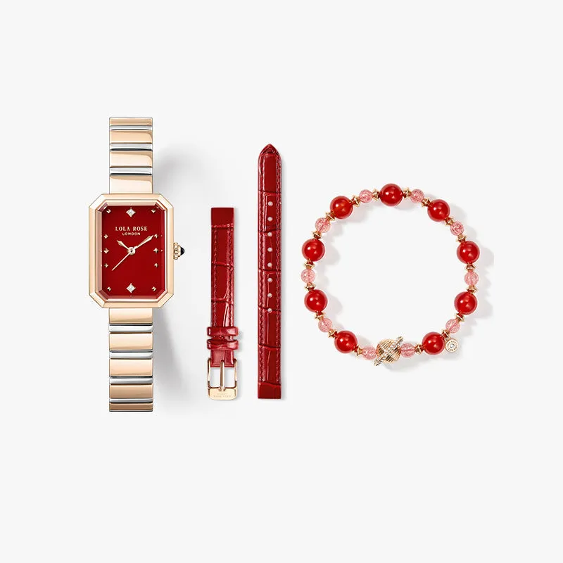 Ms. Lola Red Carnelian Watch with Two Strap Set & Heliocentric Bracelet Gift Set sold by Lola Rose