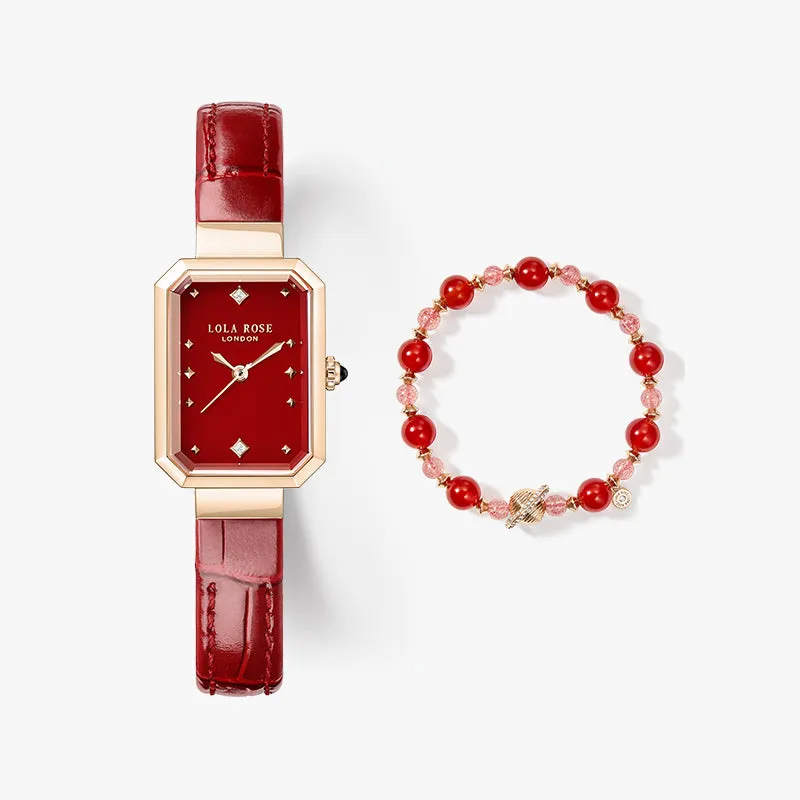 Ms. Lola Red Carnelian Watch with Quick-Release Strap & Bracelet Gift Set sold by Lola Rose