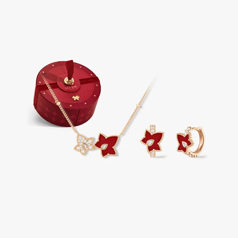 Red Carnelian Bead Necklace & Earrings in Special Limited Edition Box sold by Lola Rose