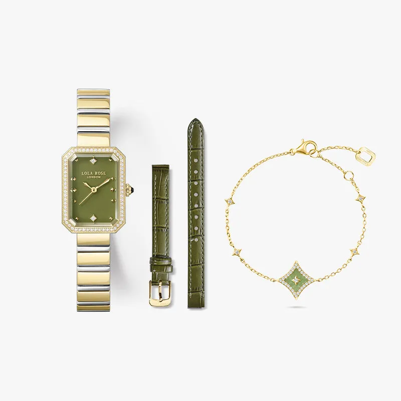 New Ms. Lola Green Onyx Watch with Two Straps & Bracelet Gift Set sold by Lola Rose