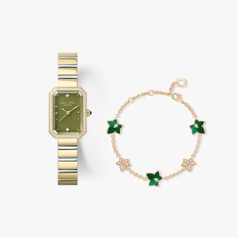 New Ms. Lola Green Onyx Watch with Quick-Release Strap & Bracelet Gift Set sold by Lola Rose