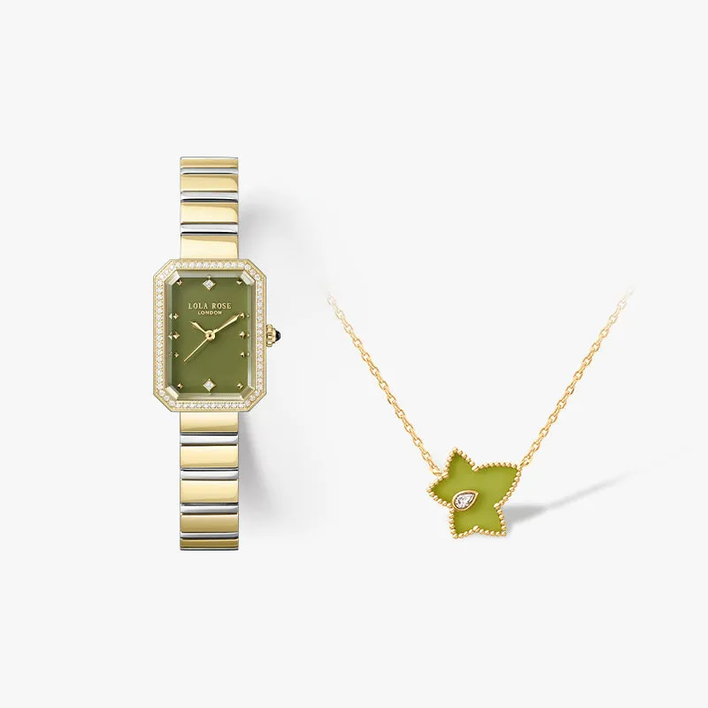 New Ms. Lola Green Onyx Watch with Quick-Release Strap & Necklace Gift Set sold by Lola Rose