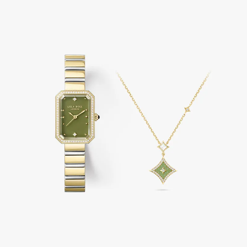 New Ms. Lola Green Onyx Watch with Quick-Release Strap & Necklace Gift Set sold by Lola Rose