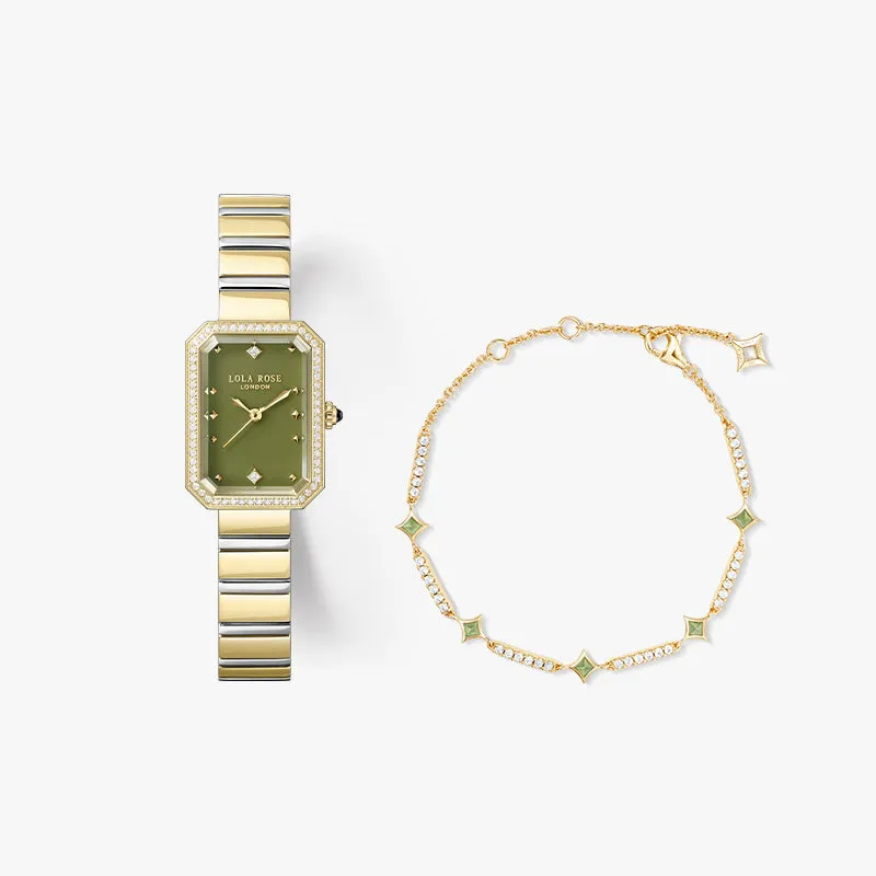 New Ms. Lola Green Onyx Watch with Quick-Release Strap & Aventurine Cubic Bracelet Gift Set sold by Lola Rose