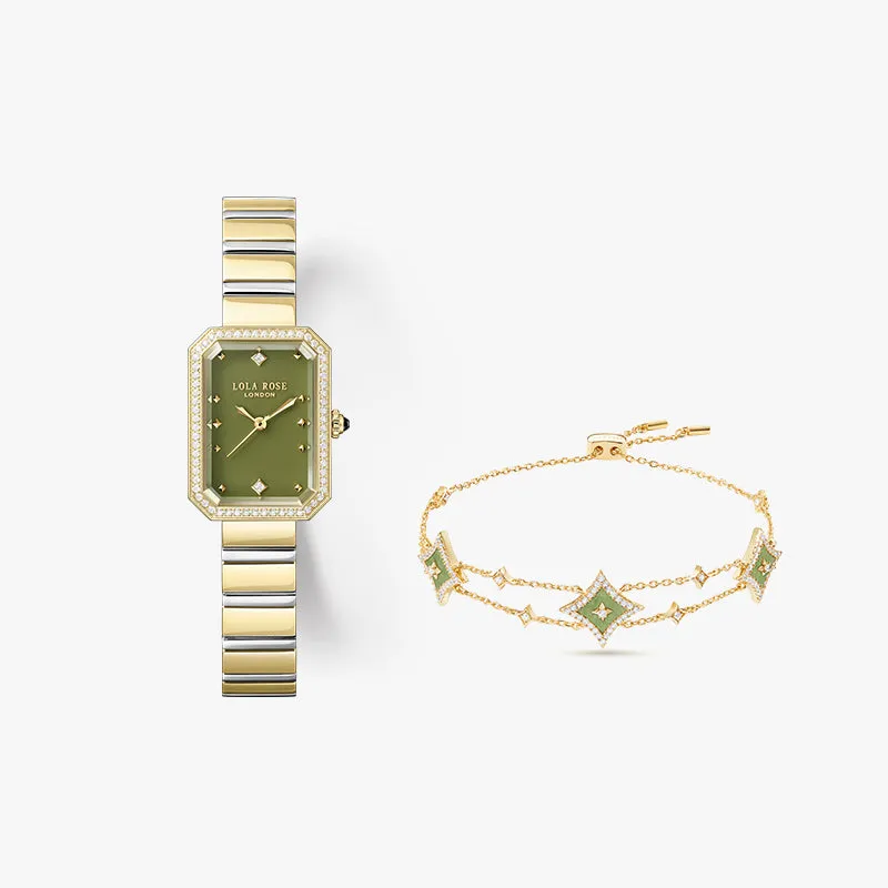 New Ms. Lola Green Onyx Watch with Quick-Release Strap & Bracelet Gift Set sold by Lola Rose